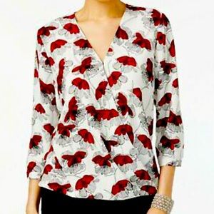 ALFANI 18w faux wrap top with longer tail back!